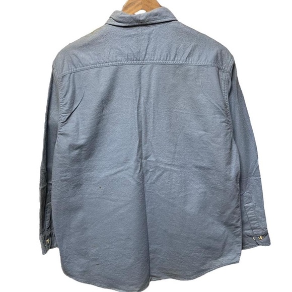vintage 90s 2000s casual blue button up collared long sleeve flannel w/ pockets - Picture 3 of 8